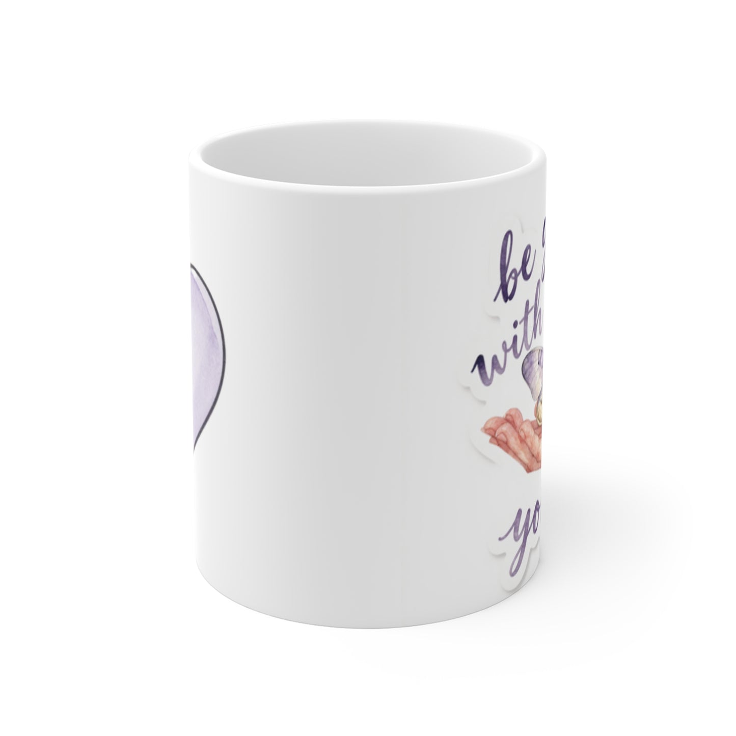 Be Gentle With Yourself Mug | Butterfly Self Care Cup | Minimalist Heart Mug Gift