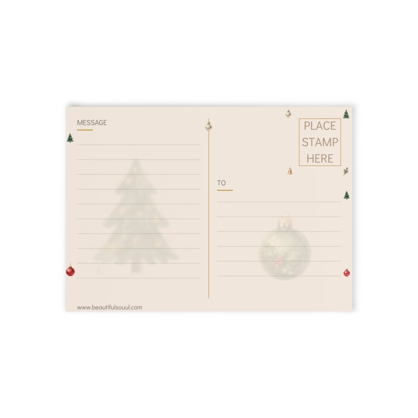 Holiday Card — Merry & Bright Floral Pinecone Christmas Card (Two-Sided)
