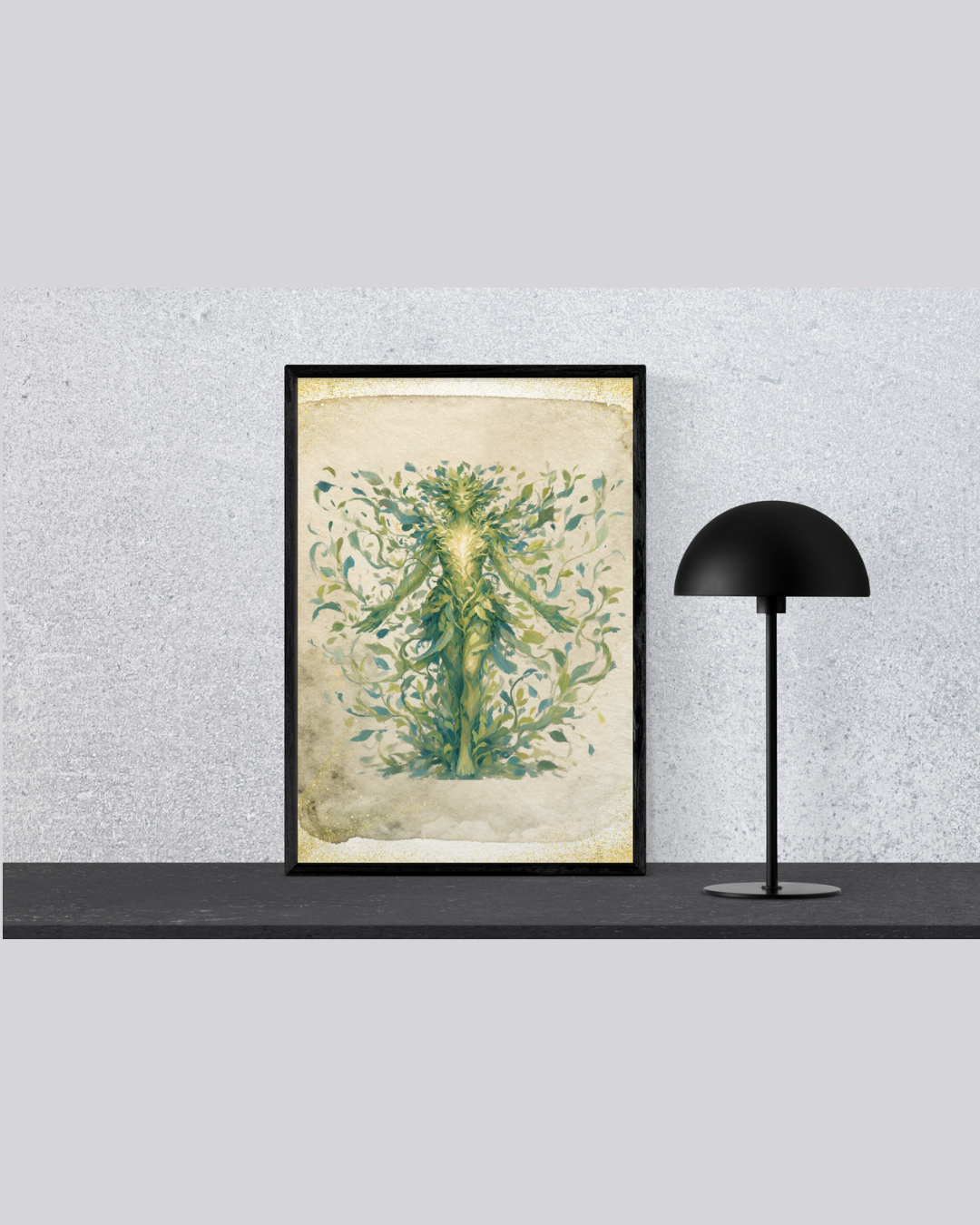 Heart of the Forest Goddess Art Print | Luxury Botanical Leaves Wall Decor, High-End Nature Spirit Digital Download PNG