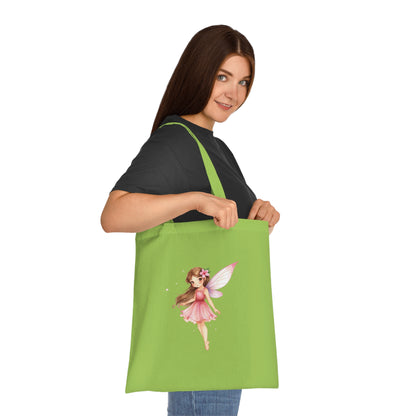 Fairy Tote Bag — Pink Flower Fairy Cotton Tote | Fantasy Character Art