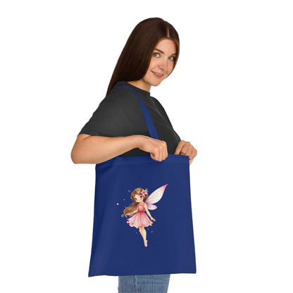 Fairy Tote Bag — Pink Flower Fairy Cotton Tote | Fantasy Character Art