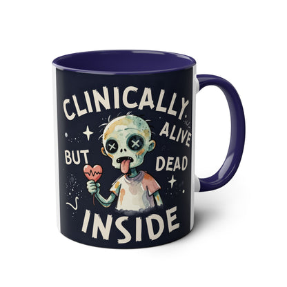 Dead Inside Mug | Funny Zombie Coffee Cup | Low Battery Brain Design