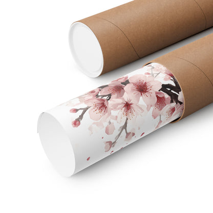 Chinese Cherry Blossom Wall Art | Watercolor Sakura Print, Oriental Floral Poster