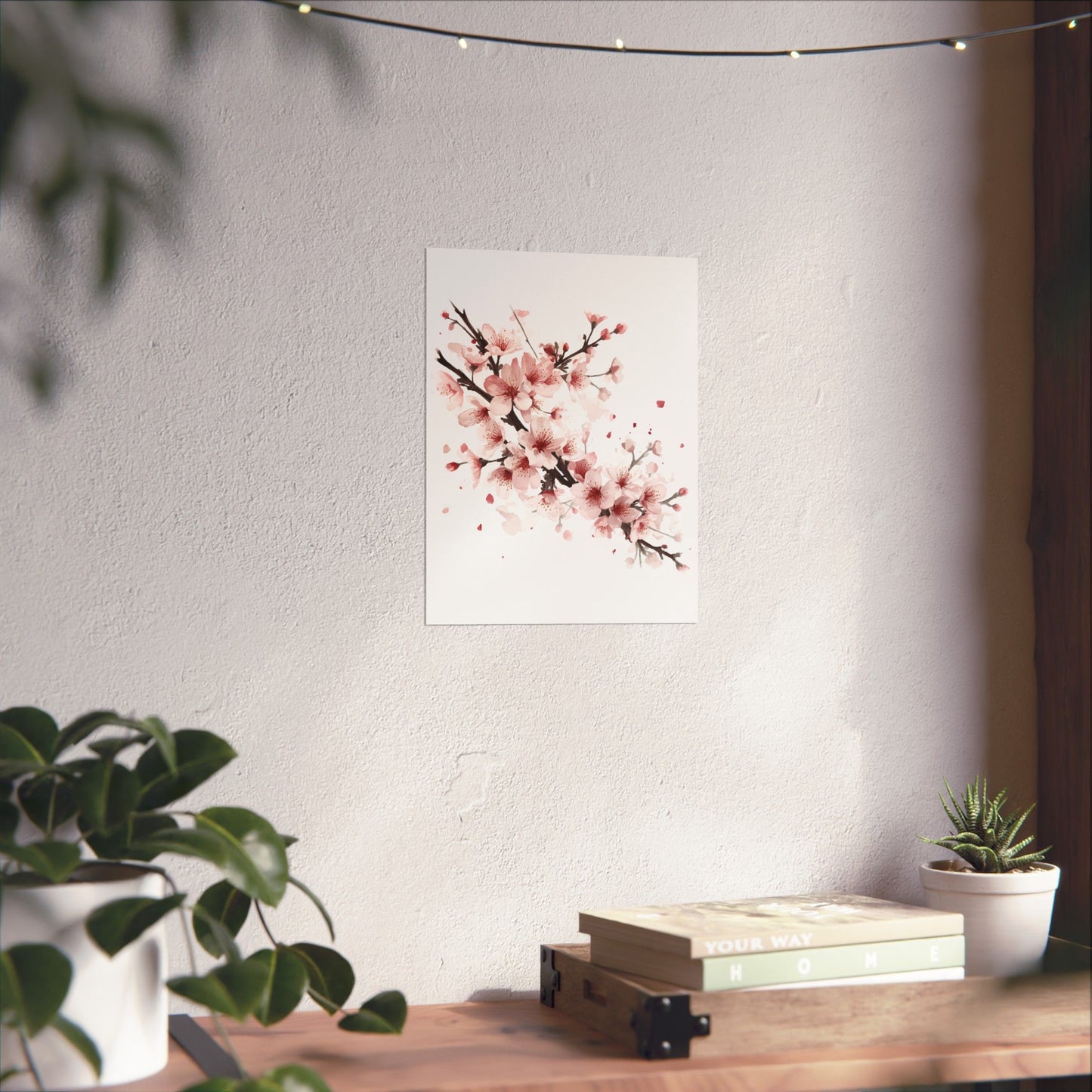 Chinese Cherry Blossom Wall Art | Watercolor Sakura Print, Oriental Floral Poster