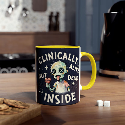 Dead Inside Mug | Funny Zombie Coffee Cup | Low Battery Brain Design