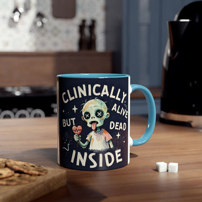Dead Inside Mug | Funny Zombie Coffee Cup | Low Battery Brain Design