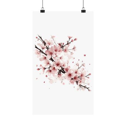 Chinese Cherry Blossom Wall Art | Watercolor Sakura Print, Oriental Floral Poster