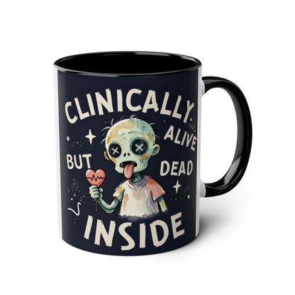 Dead Inside Mug | Funny Zombie Coffee Cup | Low Battery Brain Design