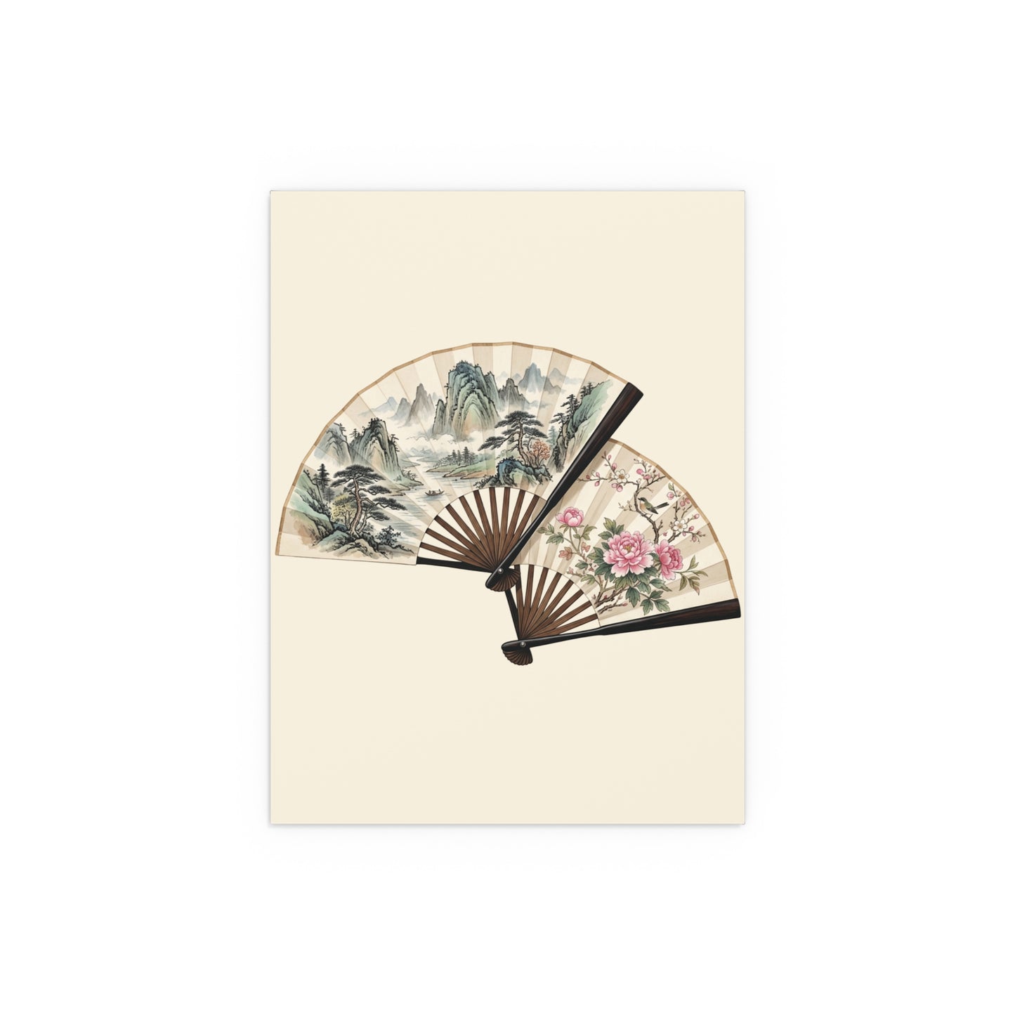 Chinese Art Fans | Oriental Floral & Landscape Wall Print