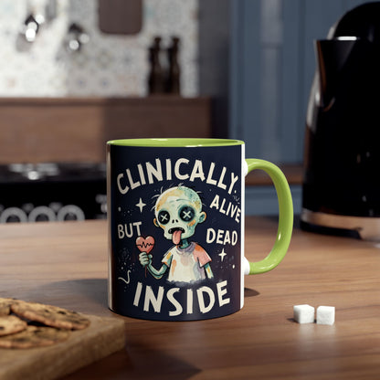 Dead Inside Mug | Funny Zombie Coffee Cup | Low Battery Brain Design