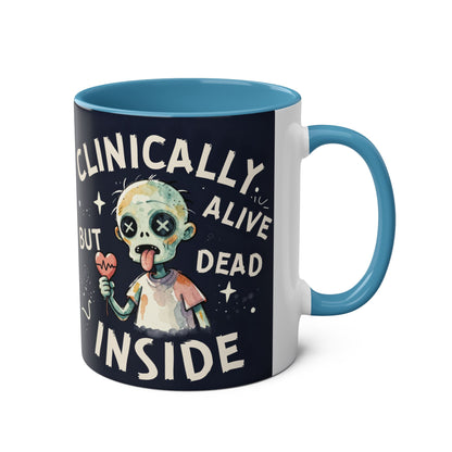Dead Inside Mug | Funny Zombie Coffee Cup | Low Battery Brain Design