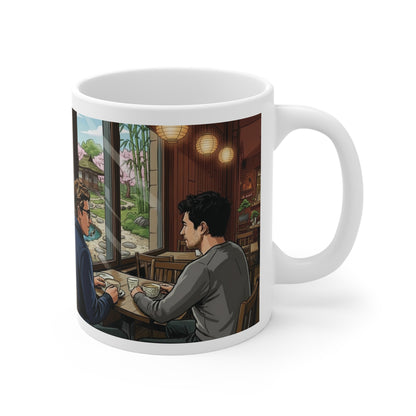 Calm Moments Mug | Friendship Coffee Cup | Minimalist Café Scene Gift
