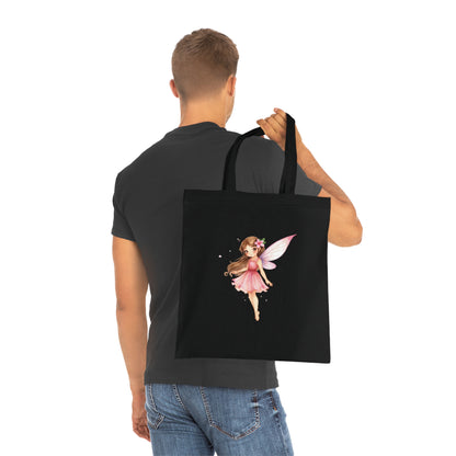 Fairy Tote Bag — Pink Flower Fairy Cotton Tote | Fantasy Character Art
