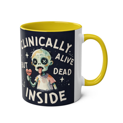 Dead Inside Mug | Funny Zombie Coffee Cup | Low Battery Brain Design