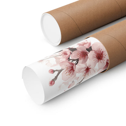 Chinese Cherry Blossom Wall Art | Watercolor Sakura Print, Oriental Floral Poster