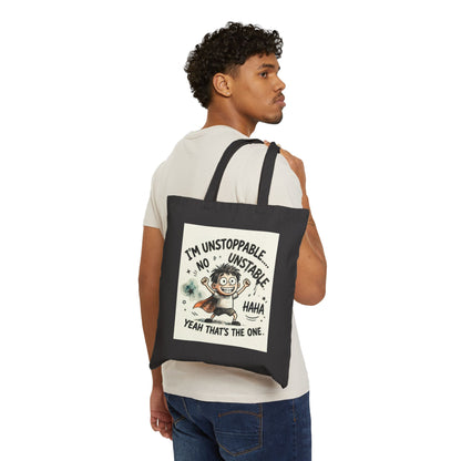 Cotton Canvas Tote Bag | Unstable Humor Tote Bag | Funny Quote Cartoon Bag | Mood Graphic Tote