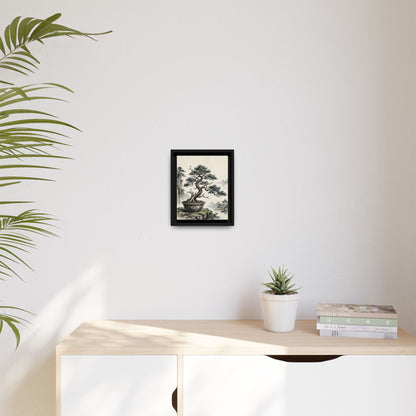 Framed Chinese Bonsai | Ink Art Print | Zen Oriental Wall Decor