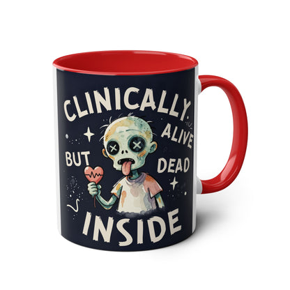 Dead Inside Mug | Funny Zombie Coffee Cup | Low Battery Brain Design