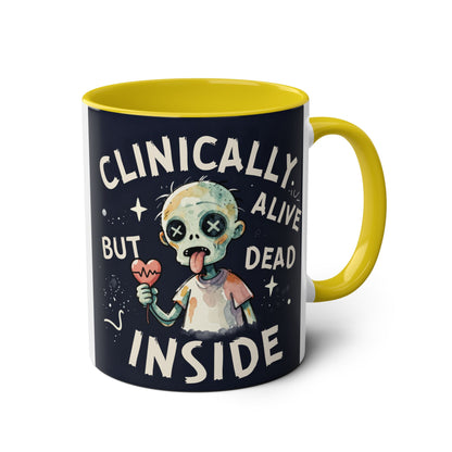 Dead Inside Mug | Funny Zombie Coffee Cup | Low Battery Brain Design