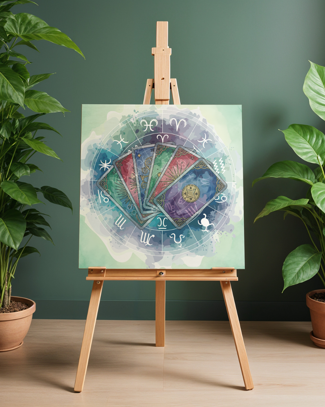 Mystical Tarot Cards Art Print | Luxury Zodiac Astrology Wall Decor, High-End Celestial Divination Digital Download PNG