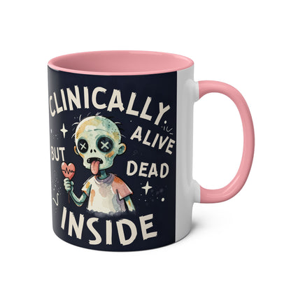 Dead Inside Mug | Funny Zombie Coffee Cup | Low Battery Brain Design