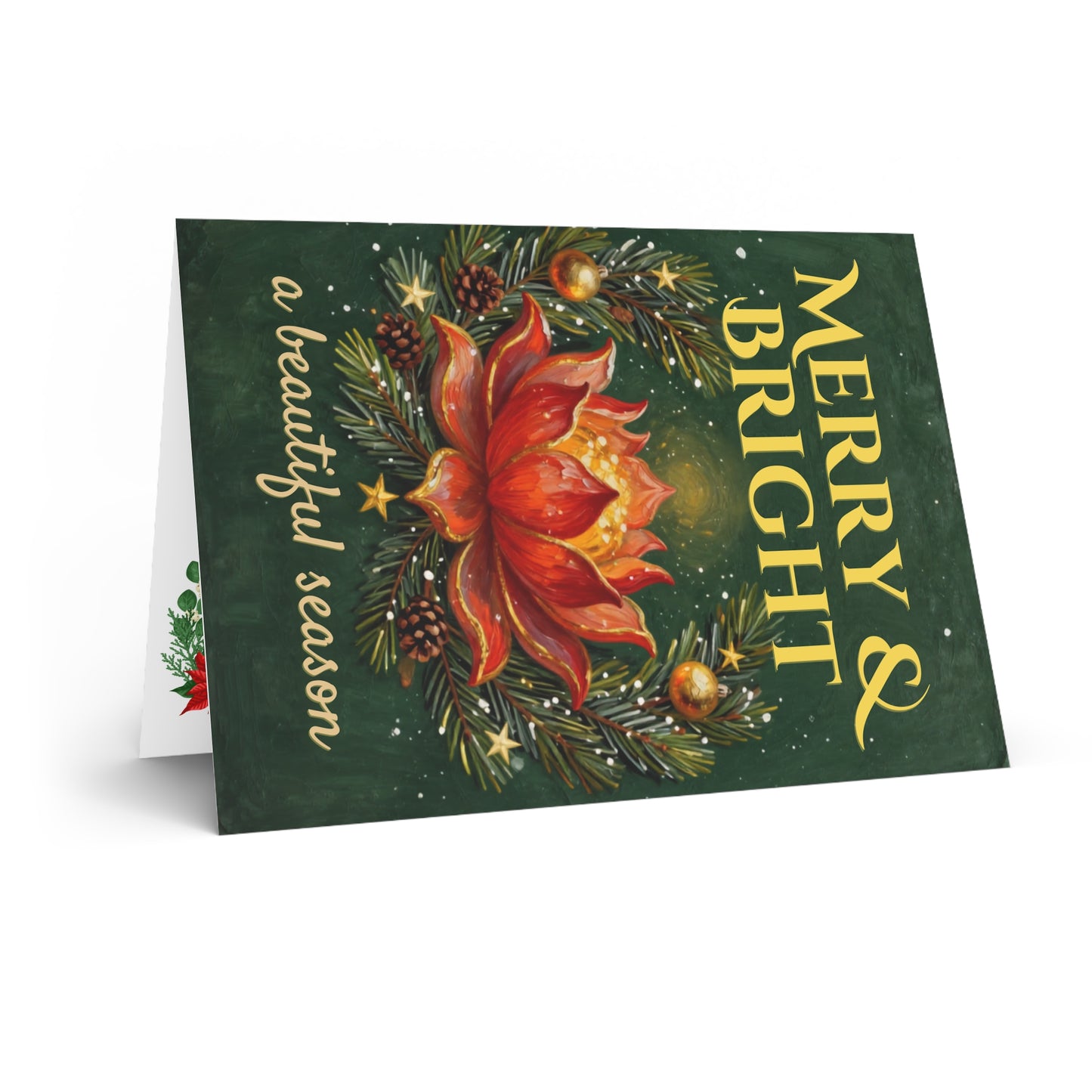 Merry & Bright Lotus Holiday Greeting Card — "A Beautiful Season" Christmas Card
