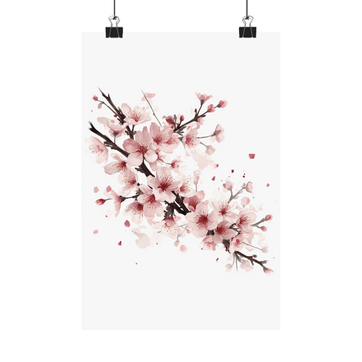 Chinese Cherry Blossom Wall Art | Watercolor Sakura Print, Oriental Floral Poster