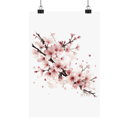 Chinese Cherry Blossom Wall Art | Watercolor Sakura Print, Oriental Floral Poster