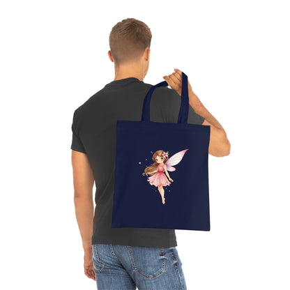 Fairy Tote Bag — Pink Flower Fairy Cotton Tote | Fantasy Character Art
