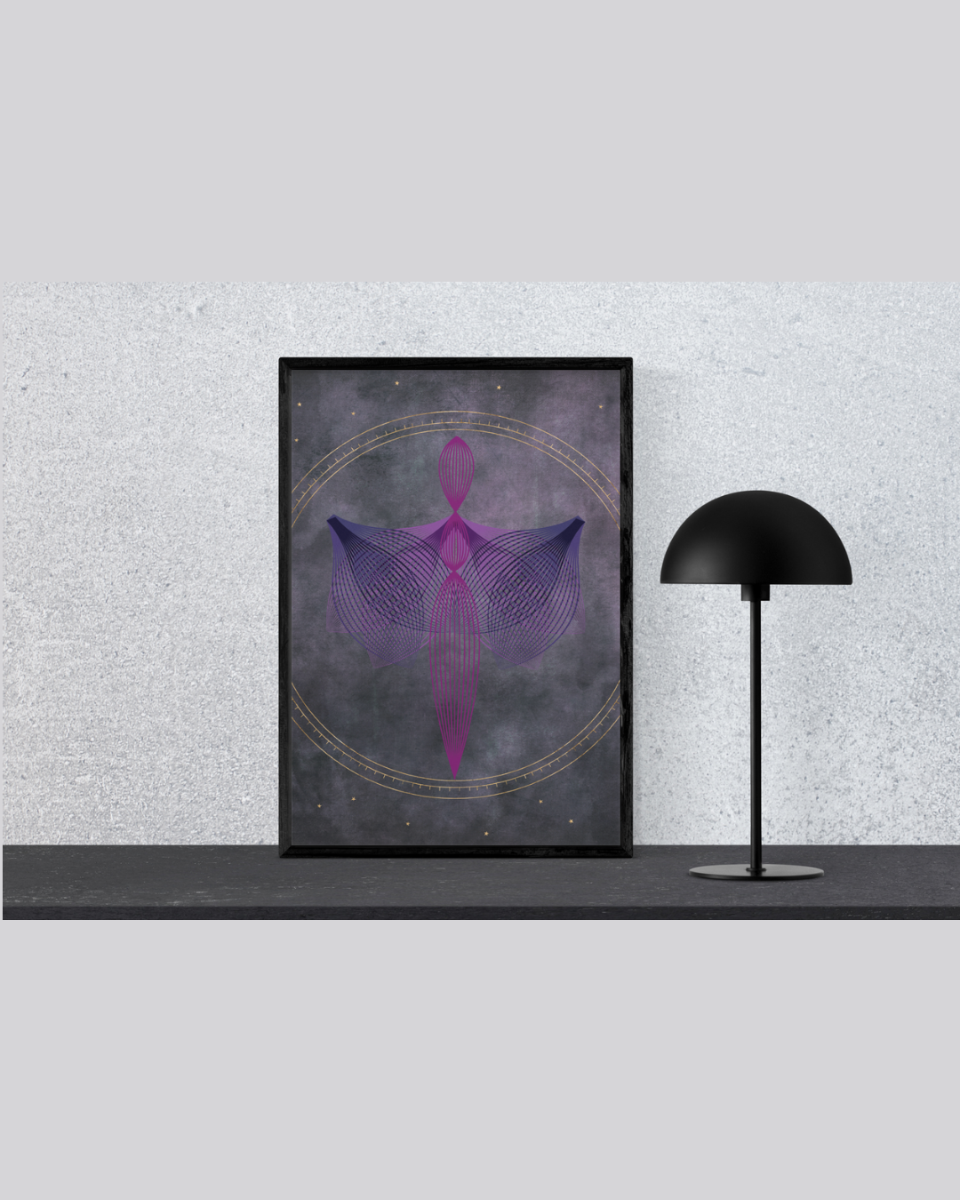 Sacred Geometry Angel Art Print | Luxury Mystic Goddess Wall Decor, High-End Abstract Celestial Digital Download PNG