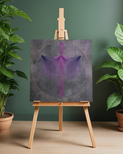 Sacred Geometry Angel Art Print | Luxury Mystic Goddess Wall Decor, High-End Abstract Celestial Digital Download PNG