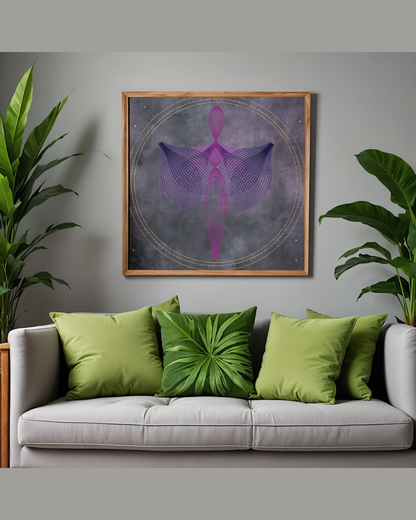 Sacred Geometry Angel Art Print | Luxury Mystic Goddess Wall Decor, High-End Abstract Celestial Digital Download PNG