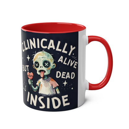 Dead Inside Mug | Funny Zombie Coffee Cup | Low Battery Brain Design