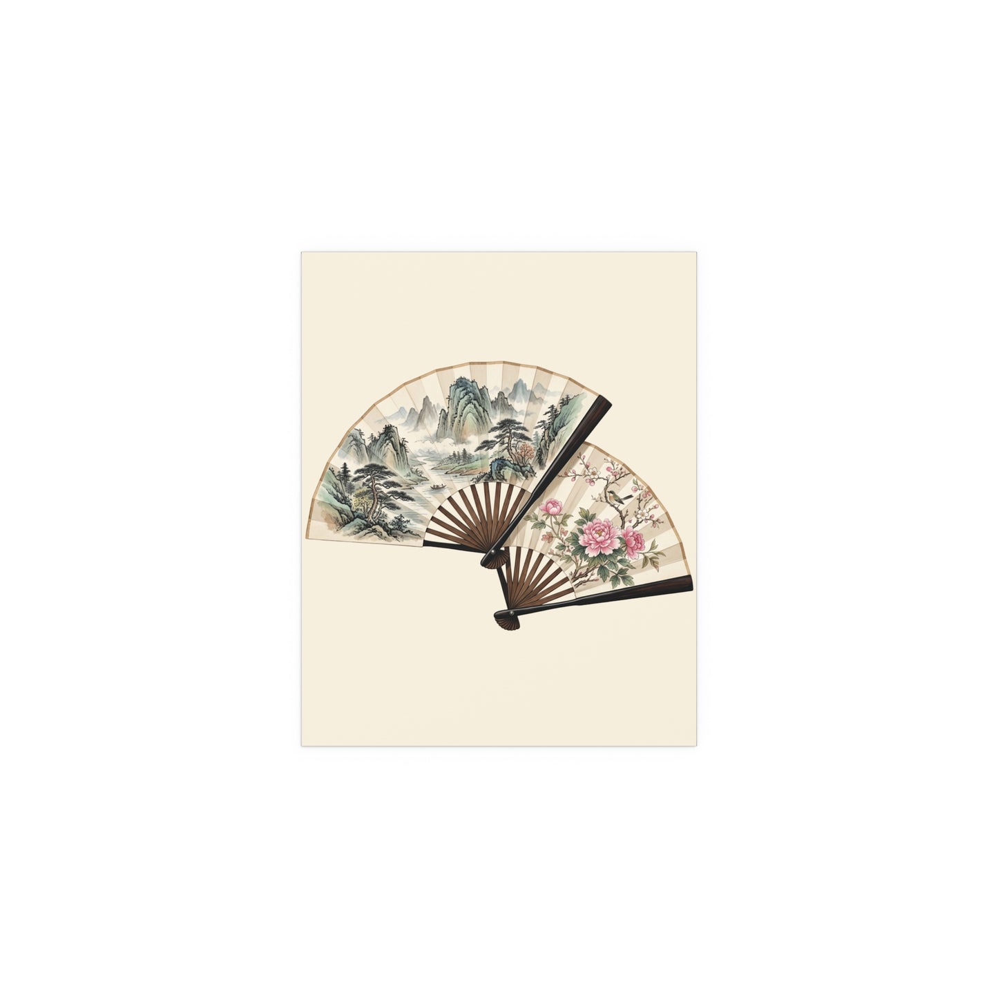 Chinese Art Fans | Oriental Floral & Landscape Wall Print