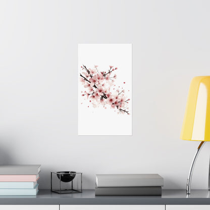 Chinese Cherry Blossom Wall Art | Watercolor Sakura Print, Oriental Floral Poster