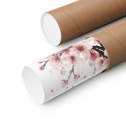 Chinese Cherry Blossom Wall Art | Watercolor Sakura Print, Oriental Floral Poster