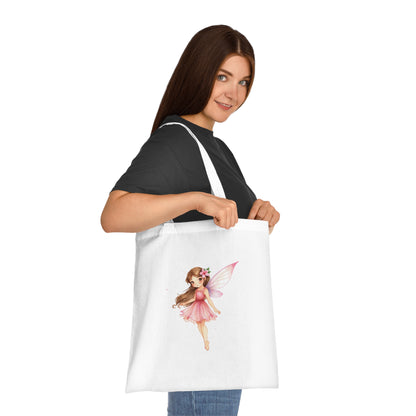 Fairy Tote Bag — Pink Flower Fairy Cotton Tote | Fantasy Character Art