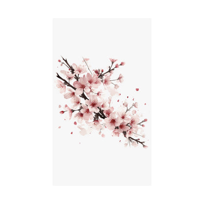 Chinese Cherry Blossom Wall Art | Watercolor Sakura Print, Oriental Floral Poster