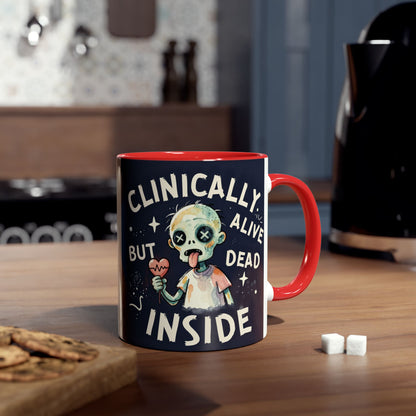 Dead Inside Mug | Funny Zombie Coffee Cup | Low Battery Brain Design