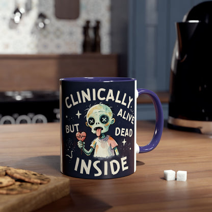 Dead Inside Mug | Funny Zombie Coffee Cup | Low Battery Brain Design