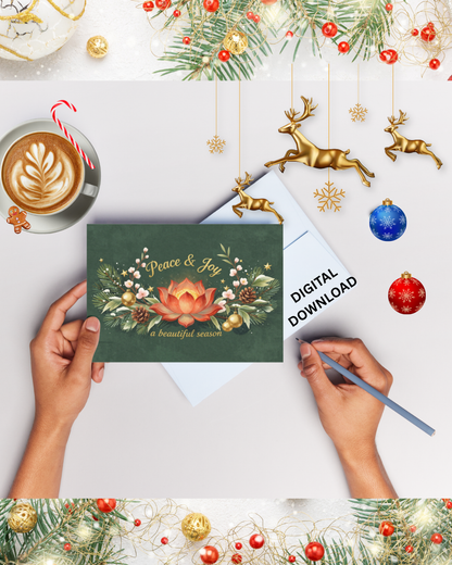Peace & Joy Luxury Christmas Card – Printable Digital Download (A6/A5)