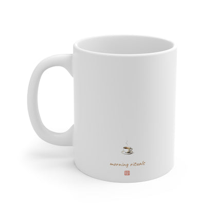 Morning Rituals Mug | Floral Coffee Illustration | Ceramic Coffee Cup