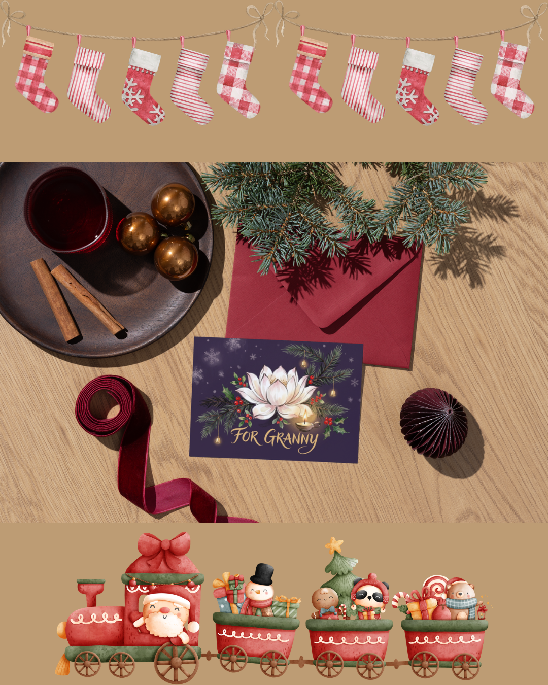 For Granny Luxury Christmas Card – Printable Digital Download (5x7, A6, A5)