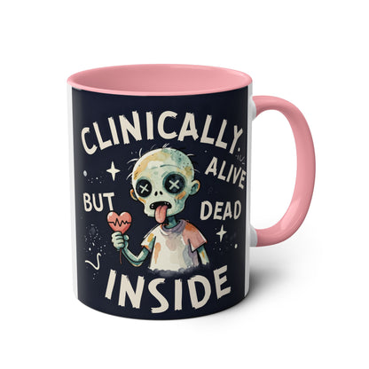 Dead Inside Mug | Funny Zombie Coffee Cup | Low Battery Brain Design