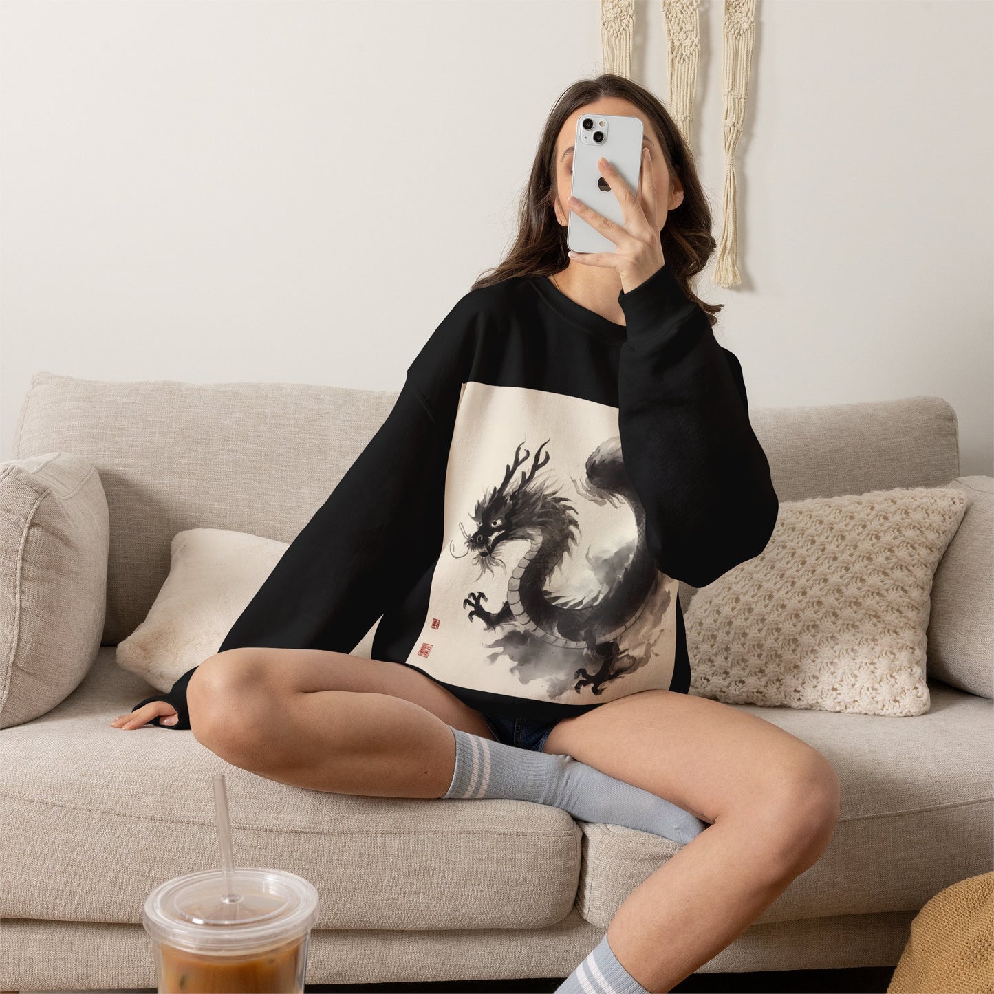 Dragon Ink Art Hoodie – Japanese Style Streetwear Sweatshirt | Unisex Black Hoodie