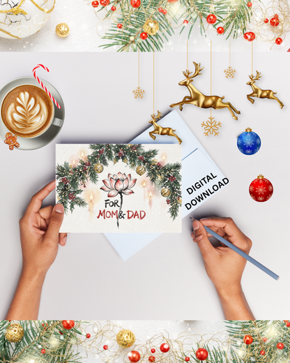 For Mom & Dad Luxury Christmas Card – Printable Digital Download (5x7, A6, A5)