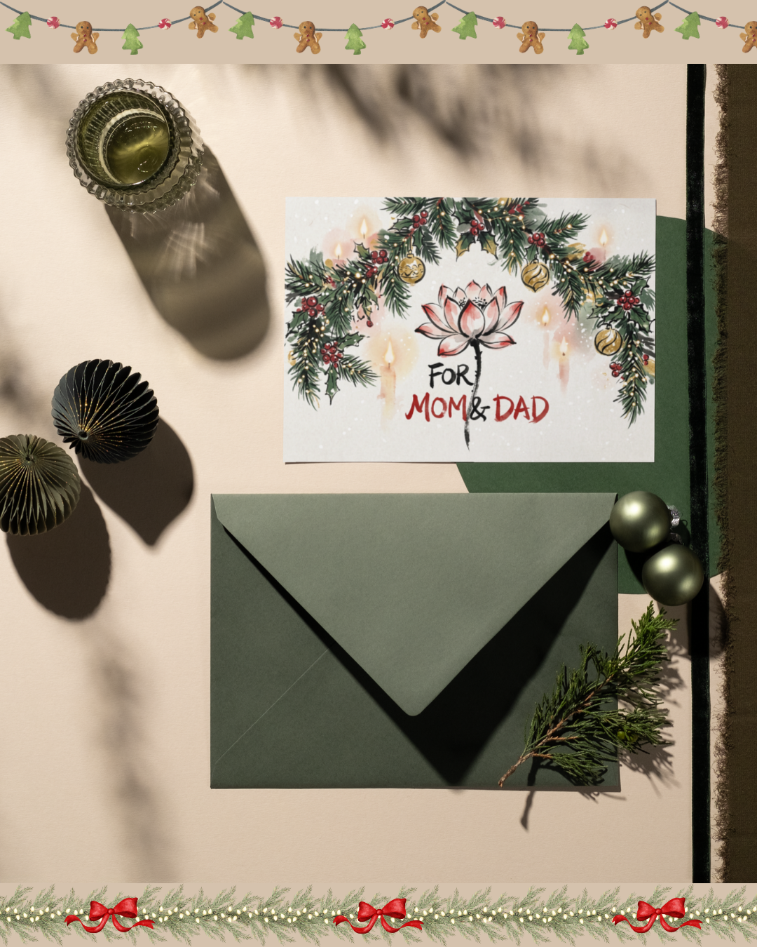 For Mom & Dad Luxury Christmas Card – Printable Digital Download (5x7, A6, A5)