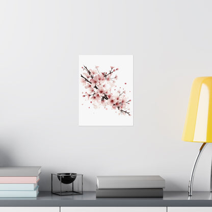 Chinese Cherry Blossom Wall Art | Watercolor Sakura Print, Oriental Floral Poster
