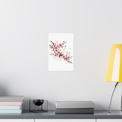 Chinese Cherry Blossom Wall Art | Watercolor Sakura Print, Oriental Floral Poster