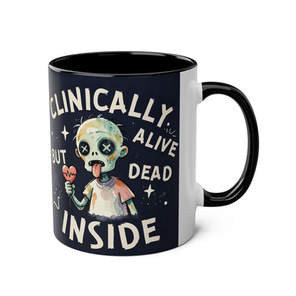 Dead Inside Mug | Funny Zombie Coffee Cup | Low Battery Brain Design